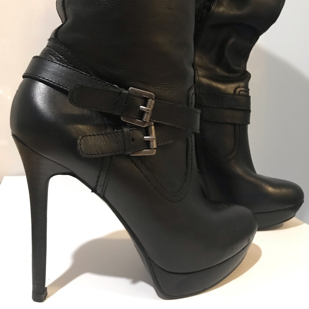 Black Tall Leather Boot - Picture 5 of 7
